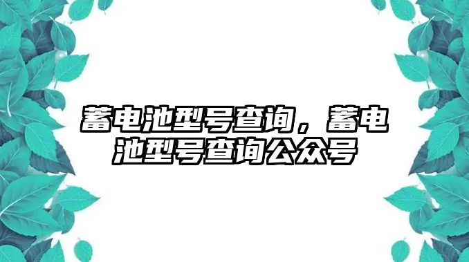 蓄電池型號查詢，蓄電池型號查詢公眾號