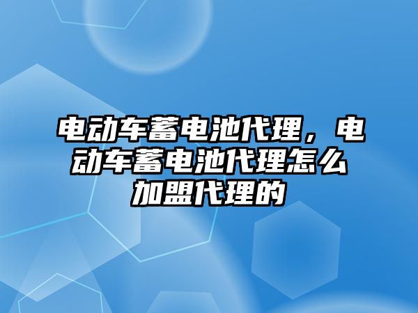 電動車蓄電池代理，電動車蓄電池代理怎么加盟代理的