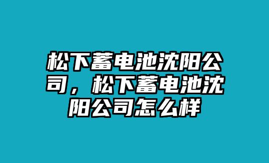 松下蓄電池沈陽公司，松下蓄電池沈陽公司怎么樣