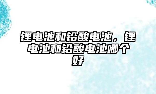 鋰電池和鉛酸電池，鋰電池和鉛酸電池哪個(gè)好