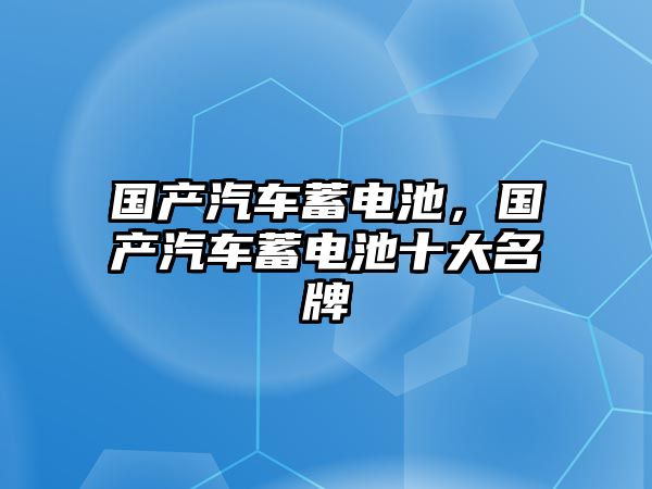 國產汽車蓄電池，國產汽車蓄電池十大名牌