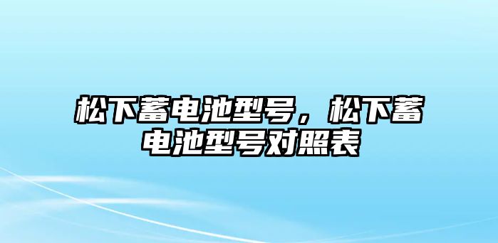 松下蓄電池型號，松下蓄電池型號對照表