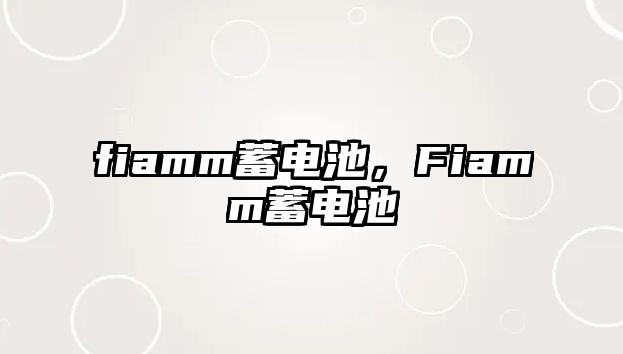 fiamm蓄電池，F(xiàn)iamm蓄電池