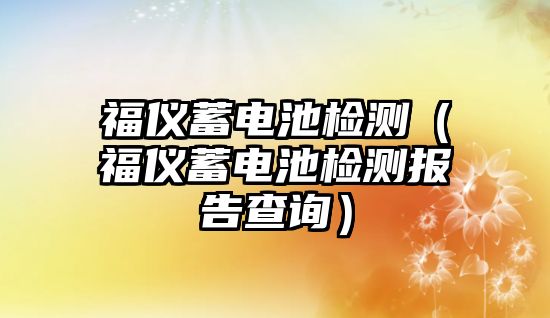 福儀蓄電池檢測（福儀蓄電池檢測報告查詢）