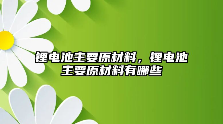 鋰電池主要原材料，鋰電池主要原材料有哪些