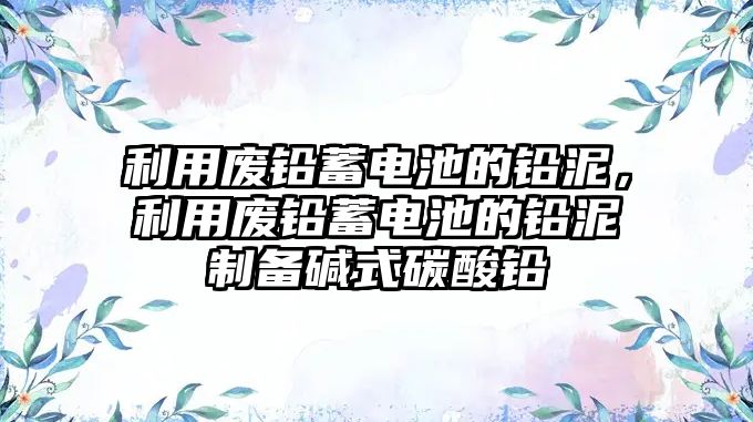 利用廢鉛蓄電池的鉛泥，利用廢鉛蓄電池的鉛泥制備堿式碳酸鉛