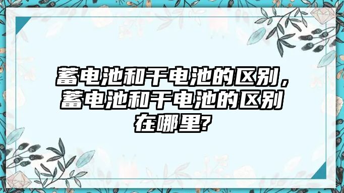 蓄電池和干電池的區別，蓄電池和干電池的區別在哪里?