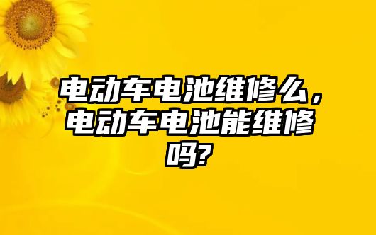 電動車電池維修么，電動車電池能維修嗎?