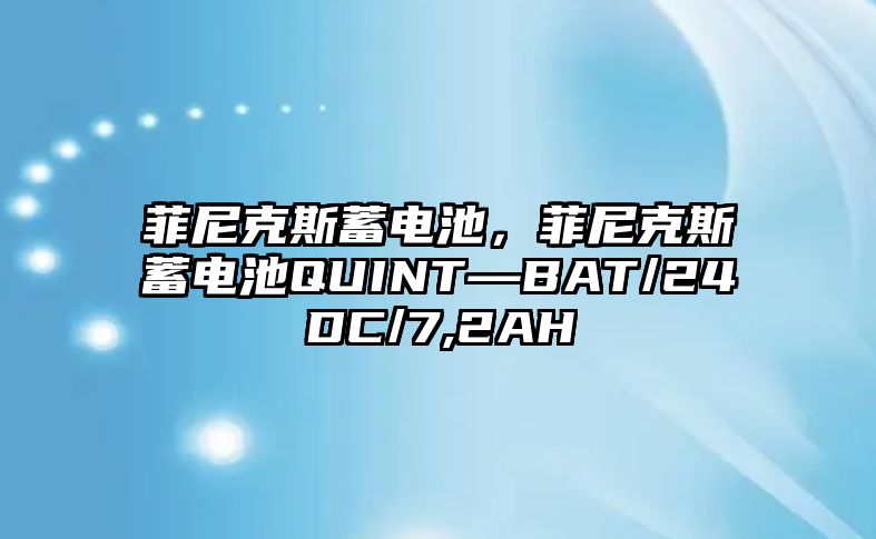 菲尼克斯蓄電池，菲尼克斯蓄電池QUINT—BAT/24DC/7,2AH