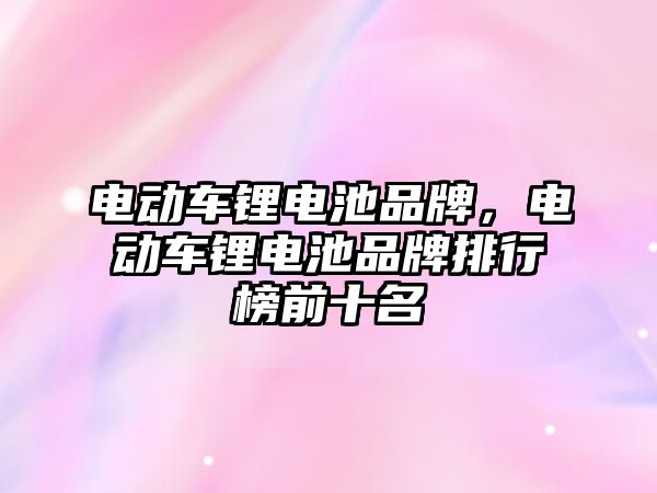 電動車鋰電池品牌，電動車鋰電池品牌排行榜前十名