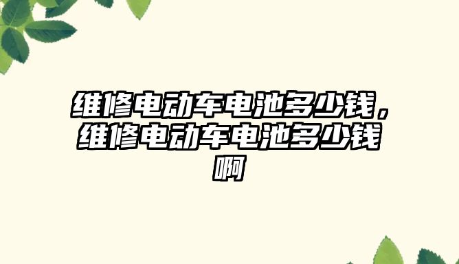 維修電動車電池多少錢，維修電動車電池多少錢啊