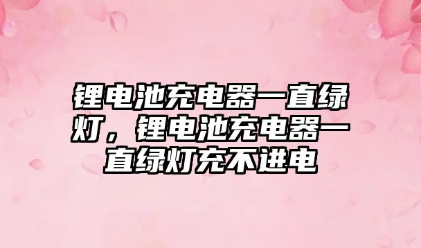 鋰電池充電器一直綠燈，鋰電池充電器一直綠燈充不進電