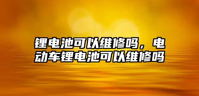 鋰電池可以維修嗎，電動車鋰電池可以維修嗎