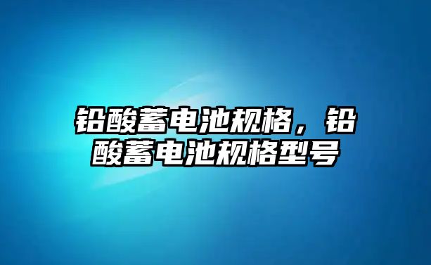 鉛酸蓄電池規格，鉛酸蓄電池規格型號