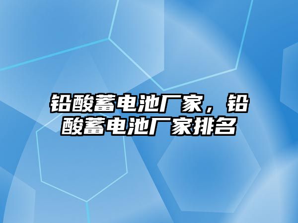 鉛酸蓄電池廠家，鉛酸蓄電池廠家排名