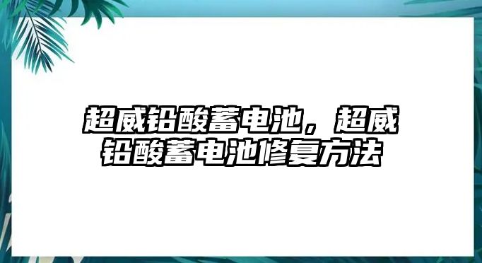 超威鉛酸蓄電池，超威鉛酸蓄電池修復方法