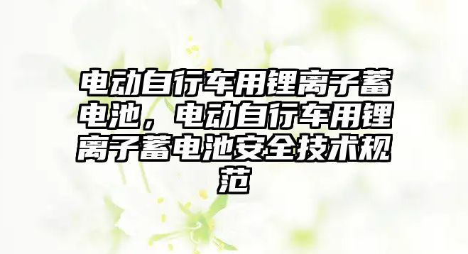 電動自行車用鋰離子蓄電池，電動自行車用鋰離子蓄電池安全技術規范