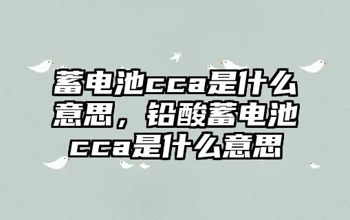 蓄電池cca是什么意思，鉛酸蓄電池cca是什么意思