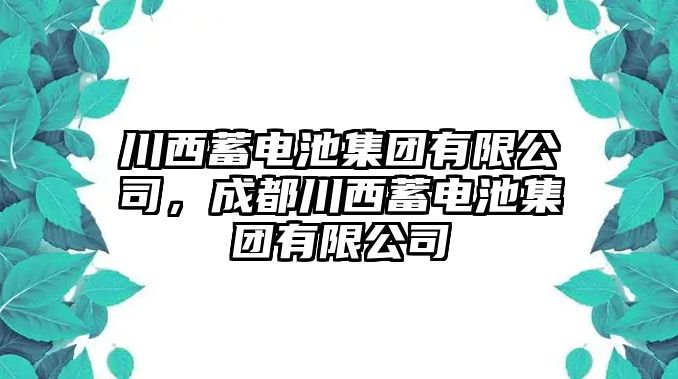 川西蓄電池集團有限公司，成都川西蓄電池集團有限公司