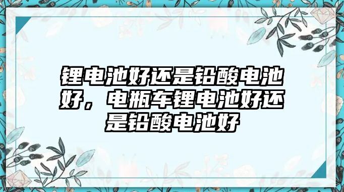 鋰電池好還是鉛酸電池好，電瓶車鋰電池好還是鉛酸電池好