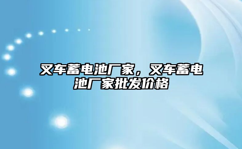 叉車蓄電池廠家，叉車蓄電池廠家批發(fā)價格