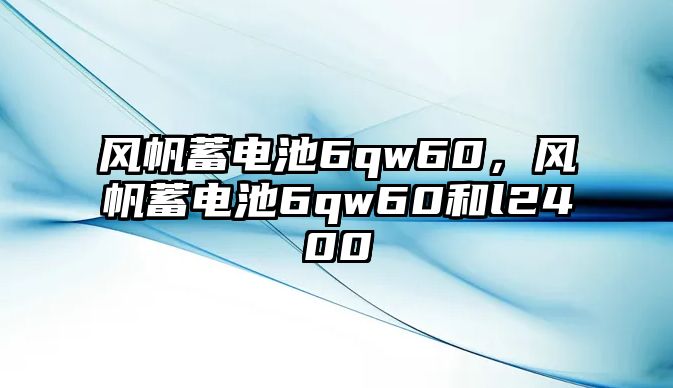 風帆蓄電池6qw60，風帆蓄電池6qw60和l2400