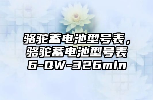 駱駝蓄電池型號表，駱駝蓄電池型號表6-QW-326min