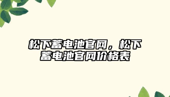 松下蓄電池官網，松下蓄電池官網價格表