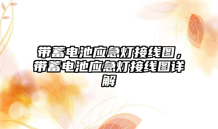 帶蓄電池應急燈接線圖，帶蓄電池應急燈接線圖詳解