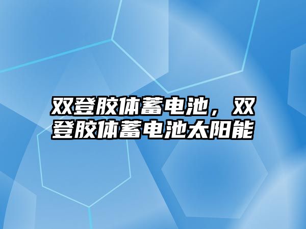 雙登膠體蓄電池，雙登膠體蓄電池太陽能