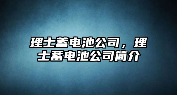 理士蓄電池公司，理士蓄電池公司簡介