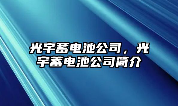 光宇蓄電池公司，光宇蓄電池公司簡介