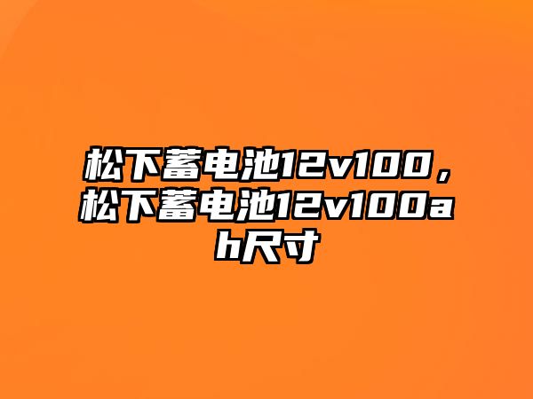 松下蓄電池12v100，松下蓄電池12v100ah尺寸