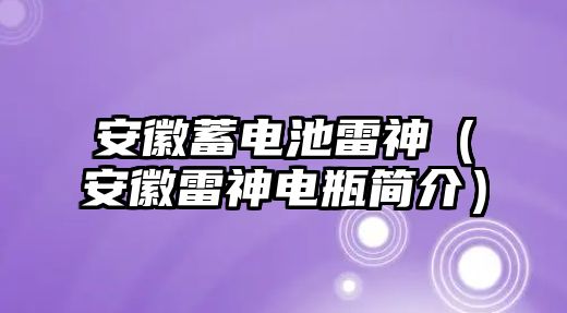 安徽蓄電池雷神（安徽雷神電瓶簡介）