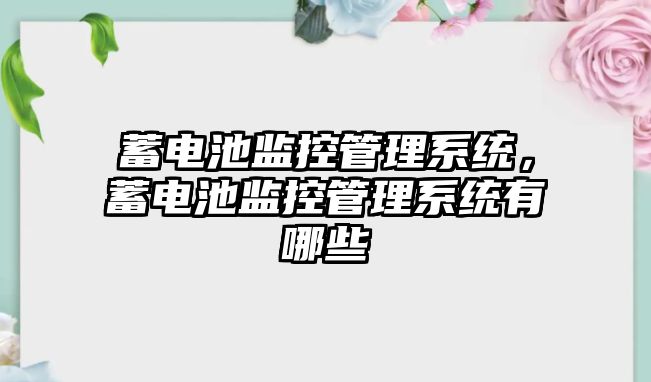 蓄電池監控管理系統，蓄電池監控管理系統有哪些