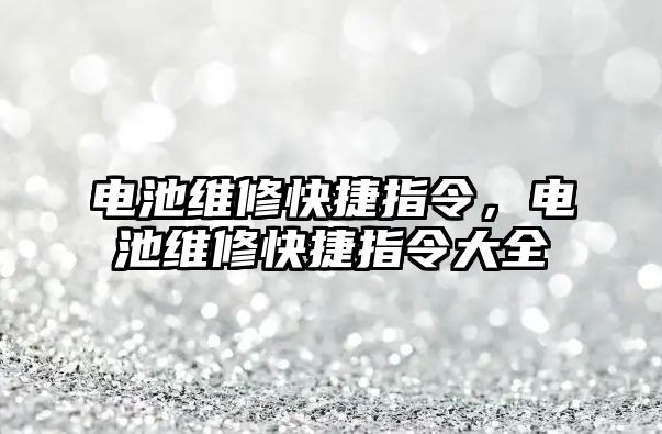 電池維修快捷指令，電池維修快捷指令大全