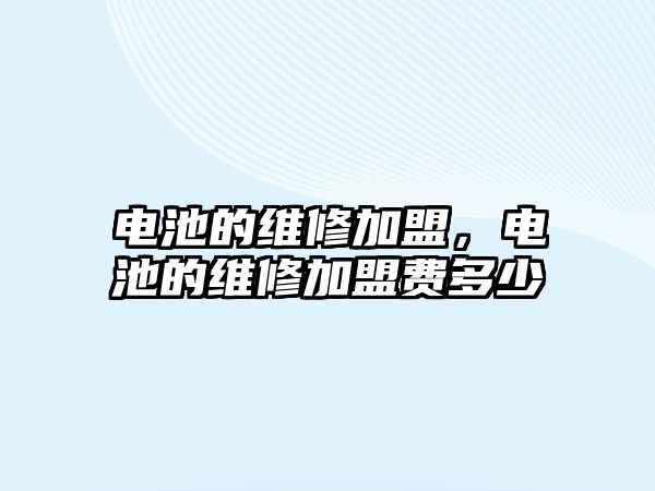 電池的維修加盟，電池的維修加盟費多少