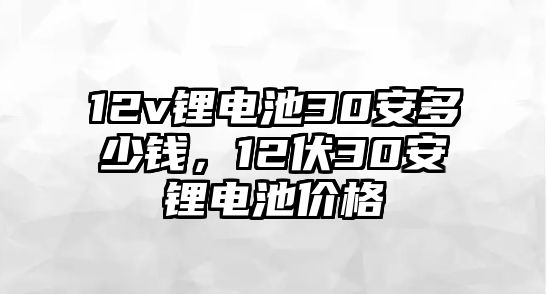 12v鋰電池30安多少錢，12伏30安鋰電池價(jià)格