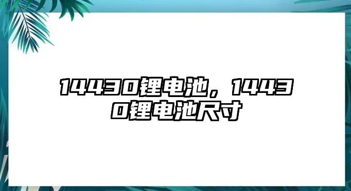 14430鋰電池，14430鋰電池尺寸