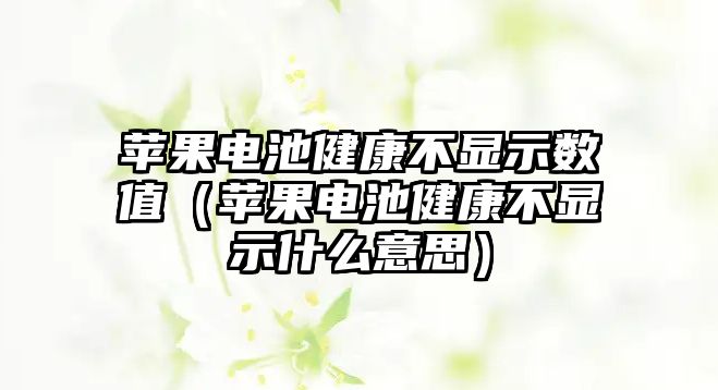 蘋果電池健康不顯示數(shù)值（蘋果電池健康不顯示什么意思）