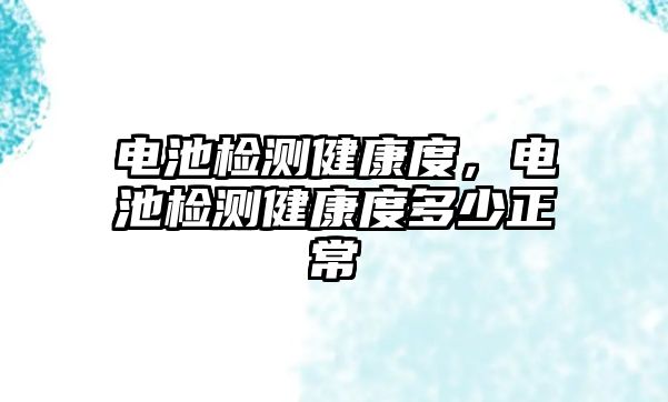 電池檢測健康度，電池檢測健康度多少正常