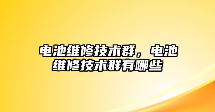 電池維修技術群，電池維修技術群有哪些