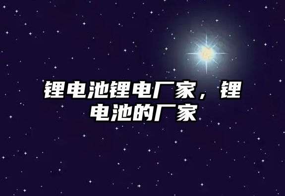 鋰電池鋰電廠家，鋰電池的廠家