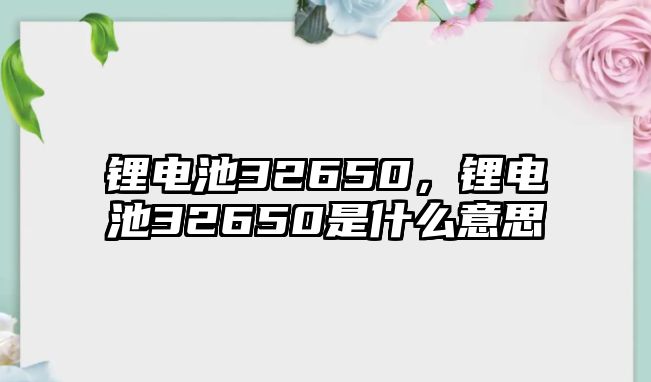 鋰電池32650，鋰電池32650是什么意思