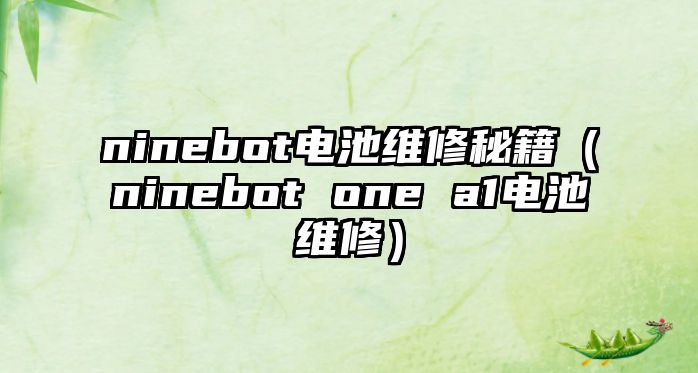 ninebot電池維修秘籍（ninebot one a1電池維修）