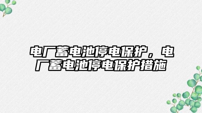 電廠蓄電池停電保護，電廠蓄電池停電保護措施