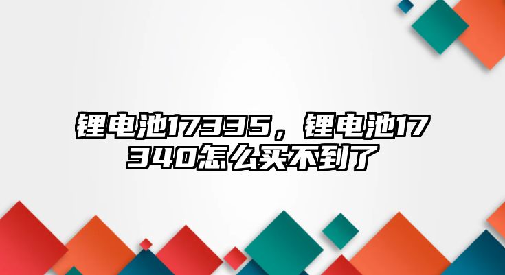 鋰電池17335，鋰電池17340怎么買不到了