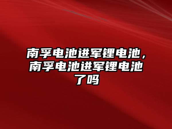 南孚電池進軍鋰電池，南孚電池進軍鋰電池了嗎