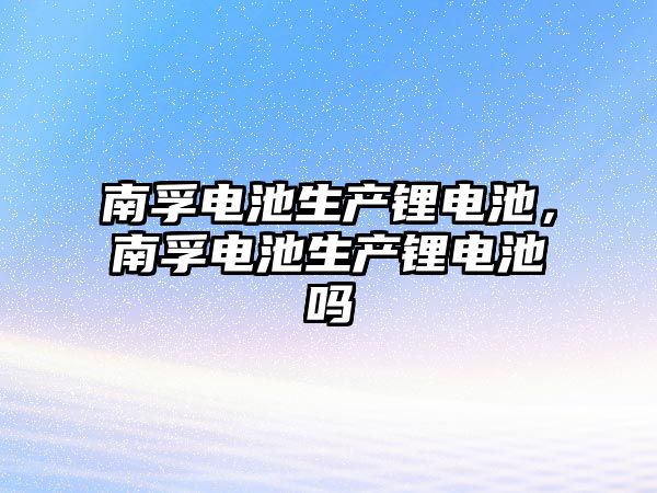 南孚電池生產鋰電池，南孚電池生產鋰電池嗎